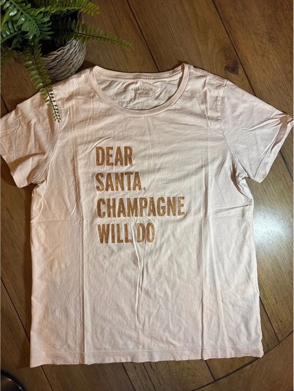 Kate Spade New York “Dear Santa, Champagne Will Do” T-Shirt Women’s Small